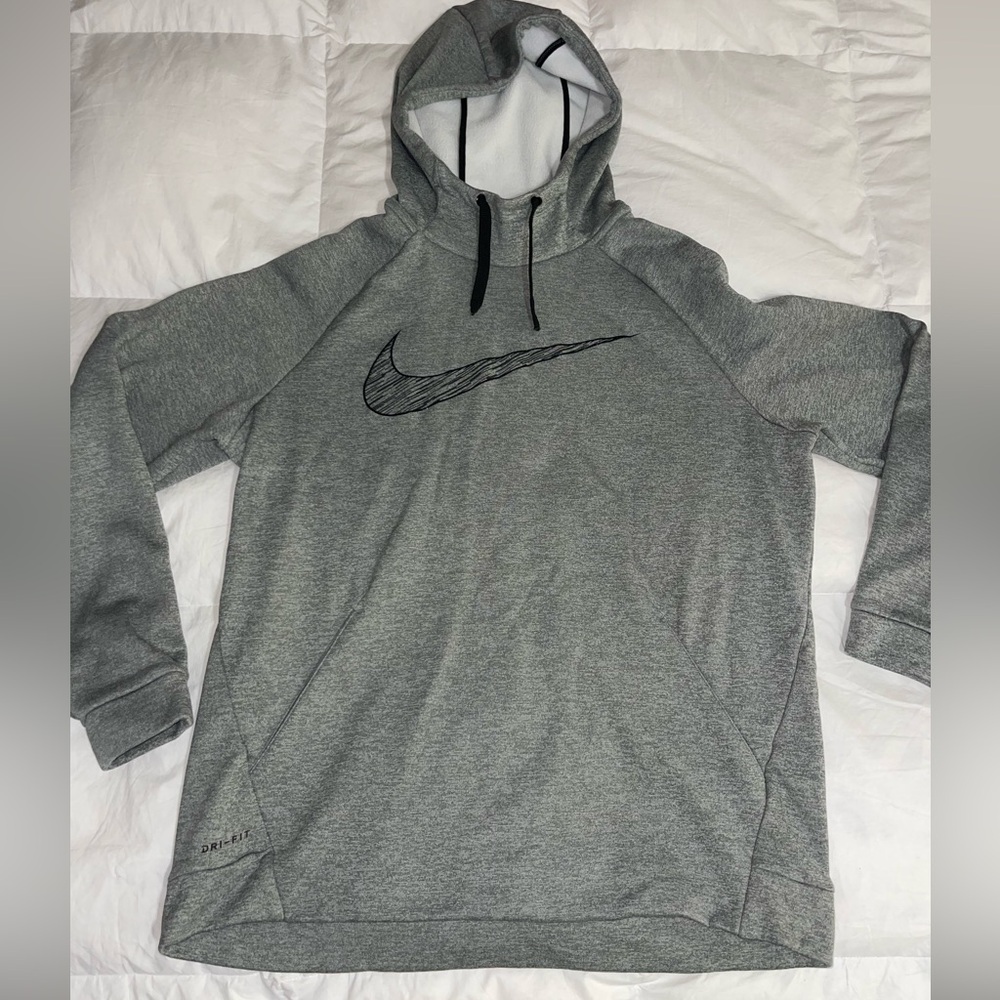 Nike Swoosh Gray Pullover Hoodie Men’s Large Athletic Sweatshirt